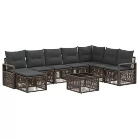  Kerti Kanapé Szett 9 pcs Szürke polirattan