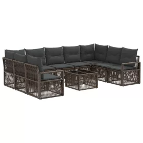  Kerti Kanapé Szett 10 pcs Szürke polirattan