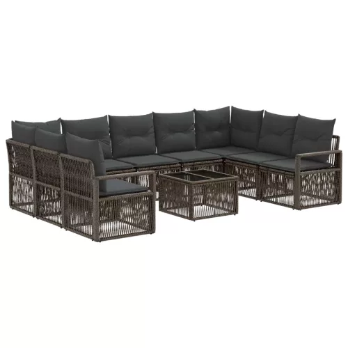  Kerti Kanapé Szett 10 pcs Szürke polirattan