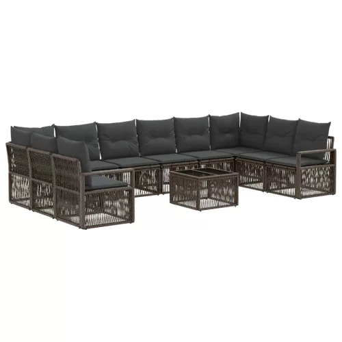  Kerti Kanapé Szett 11 pcs Szürke polirattan