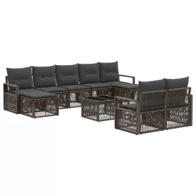  Kerti Kanapé Szett 10 pcs Szürke polirattan