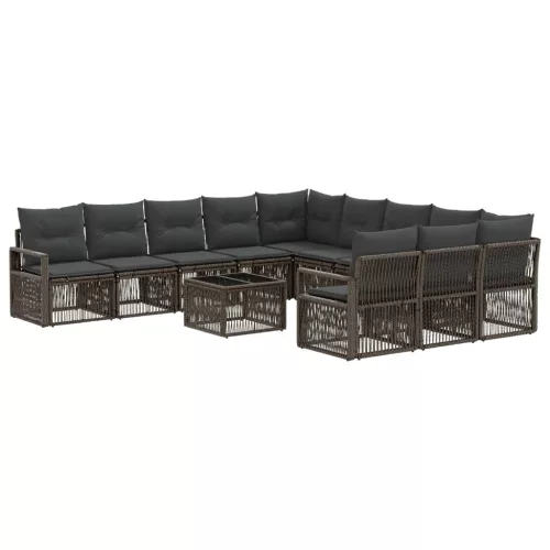  Kerti Kanapé Szett 12 pcs Szürke polirattan