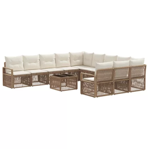  Kerti Kanapé Szett 12 pcs Bézs polirattan