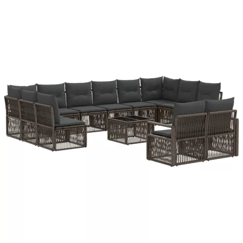  Kerti Kanapé Szett 13 pcs Szürke polirattan