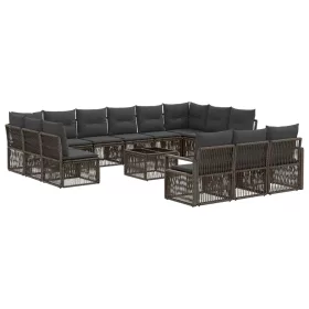  Kerti Kanapé Szett 14 pcs Szürke polirattan
