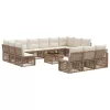  Kerti Kanapé Szett 14 pcs Bézs polirattan