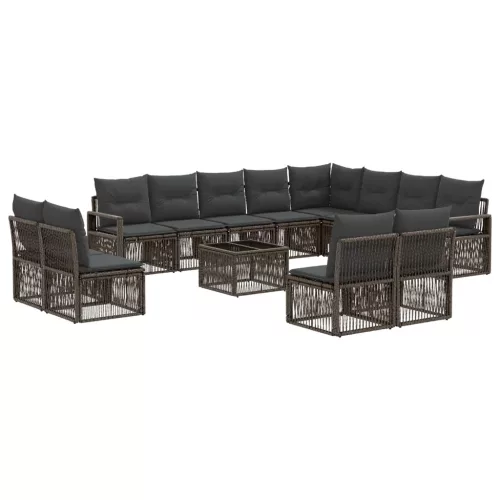  Kerti Kanapé Szett 13 pcs Szürke polirattan