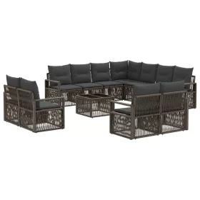  Kerti Kanapé Szett 12 pcs Szürke polirattan