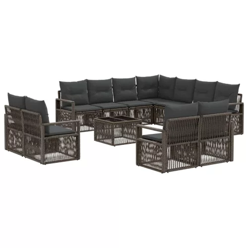  Kerti Kanapé Szett 12 pcs Szürke polirattan