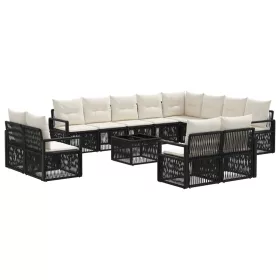  Kerti Kanapé Szett 13 pcs Fekete polirattan