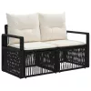  Kerti Kanapé Szett 13 pcs Fekete polirattan