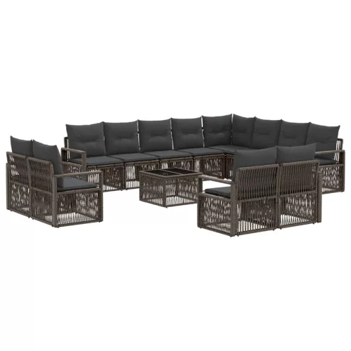  Kerti Kanapé Szett 13 pcs Szürke polirattan