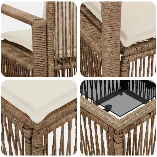  Kerti Kanapé Szett 13 pcs Bézs polirattan