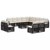  Kerti Kanapé Szett 14 pcs Fekete polirattan