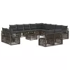  Kerti Kanapé Szett 14 pcs Szürke polirattan