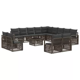  Kerti Kanapé Szett 14 pcs Szürke polirattan