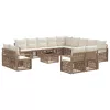 Kerti Kanapé Szett 14 pcs Bézs polirattan