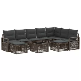  Kerti Kanapé Szett 10 pcs Szürke polirattan