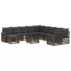  Kerti Kanapé Szett 12 pcs Szürke polirattan