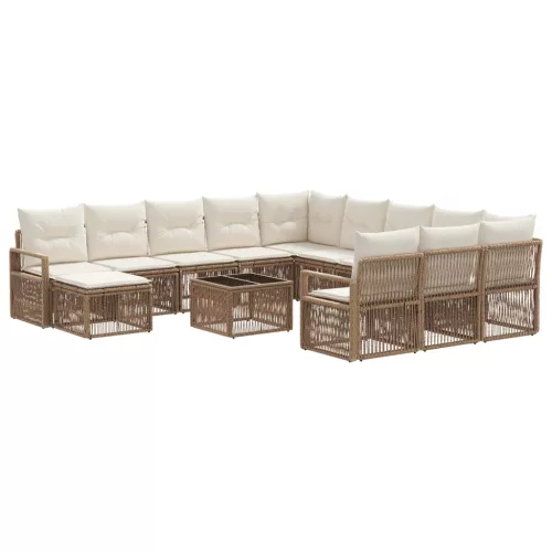  Kerti Kanapé Szett 13 pcs Bézs polirattan