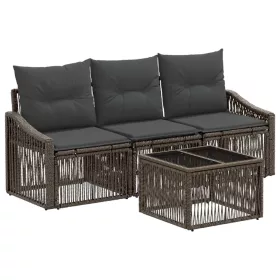  Kerti Kanapé Szett 4 pcs Szürke polirattan