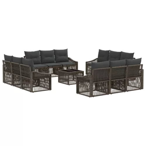  Kerti Kanapé Szett 13 pcs Szürke polirattan