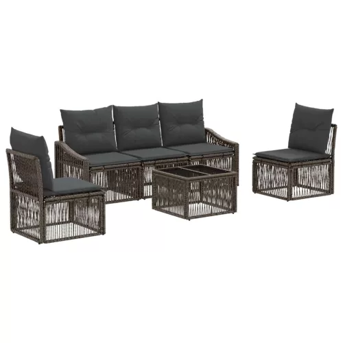  Kerti Kanapé Szett 6 pcs Szürke polirattan