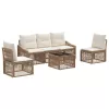  Kerti Kanapé Szett 6 pcs Bézs polirattan
