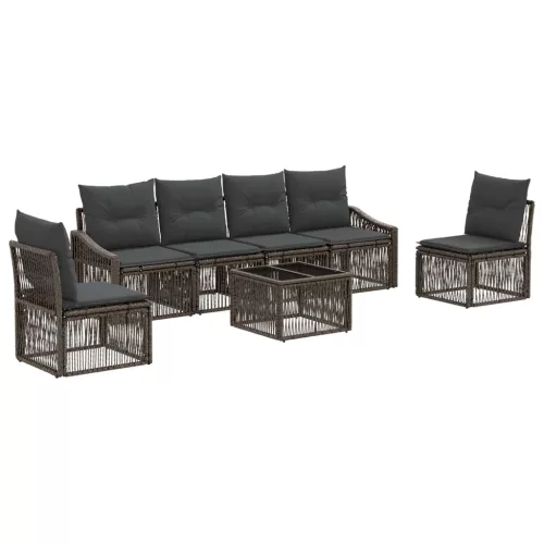  Kerti Kanapé Szett 7 pcs Szürke polirattan