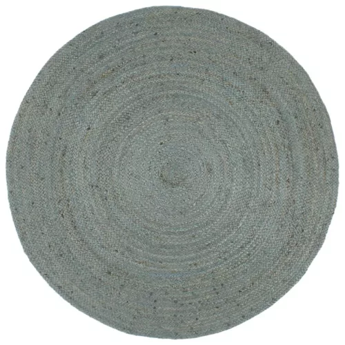  olívazöld színű kézzel szőtt kör alakú jutaszőnyeg 240 cm