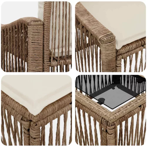  Kerti Kanapé Szett 8 pcs Bézs polirattan