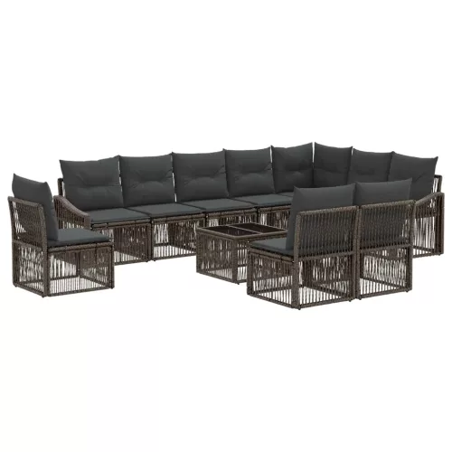  Kerti Kanapé Szett 11 pcs Szürke polirattan