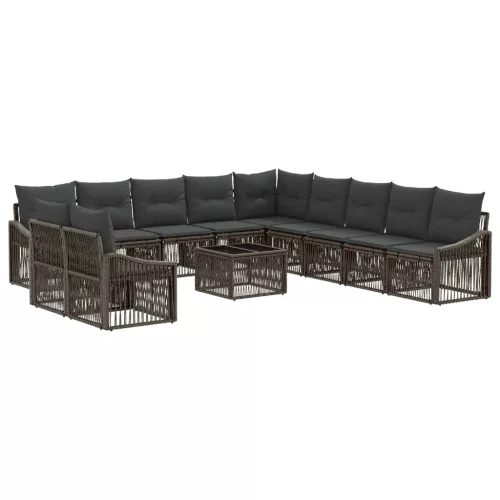  Kerti Kanapé Szett 12 pcs Szürke polirattan