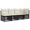  Kerti Kanapé Szett 9 pcs Fekete polirattan