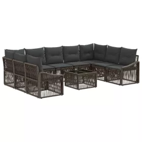  Kerti Kanapé Szett 10 pcs Szürke polirattan