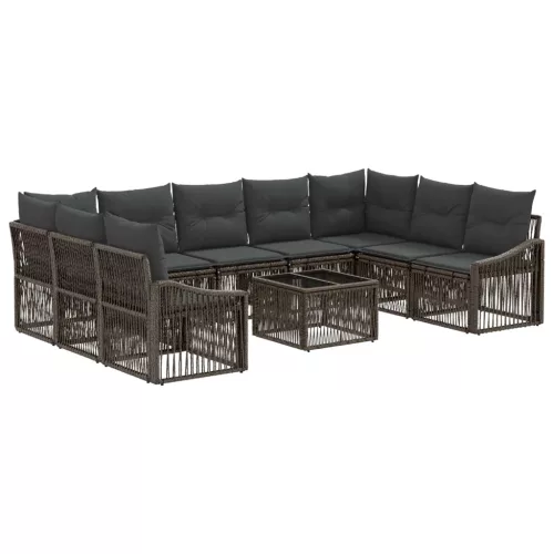 Kerti Kanapé Szett 10 pcs Szürke polirattan