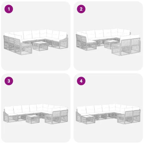  Kerti Kanapé Szett 10 pcs Bézs polirattan