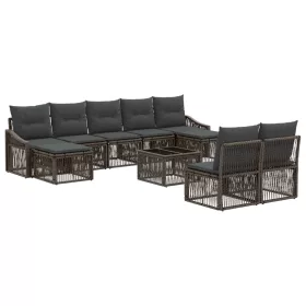  Kerti Kanapé Szett 10 pcs Szürke polirattan