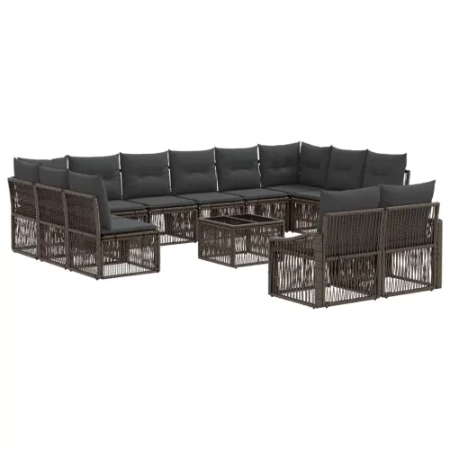 Kerti Kanapé Szett 13 pcs Szürke polirattan