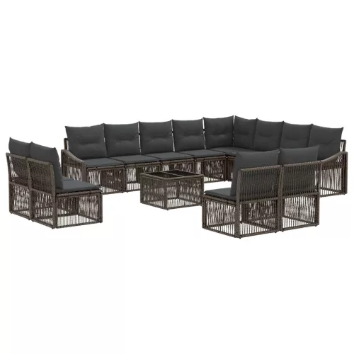  Kerti Kanapé Szett 13 pcs Szürke polirattan