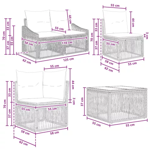  Kerti Kanapé Szett 13 pcs Szürke polirattan