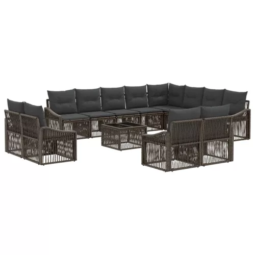  Kerti Kanapé Szett 13 pcs Szürke polirattan