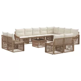  Kerti Kanapé Szett 13 pcs Bézs polirattan