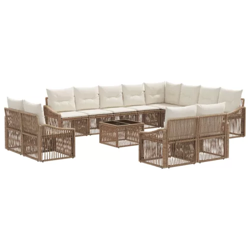  Kerti Kanapé Szett 13 pcs Bézs polirattan