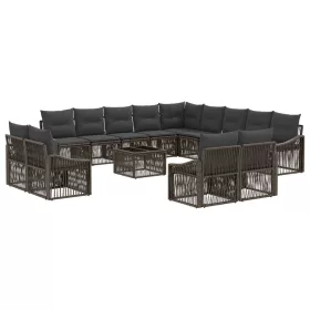  Kerti Kanapé Szett 14 pcs Szürke polirattan