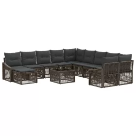  Kerti Kanapé Szett 12 pcs Szürke polirattan