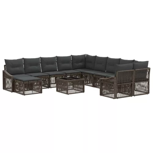 Kerti Kanapé Szett 12 pcs Szürke polirattan