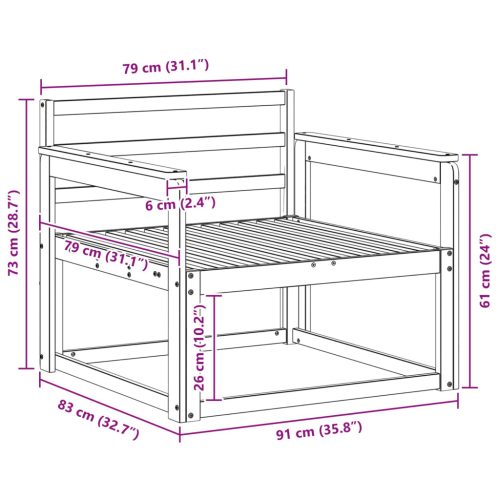  Kültéri középső kanapé Tömör Akácfa Természetes