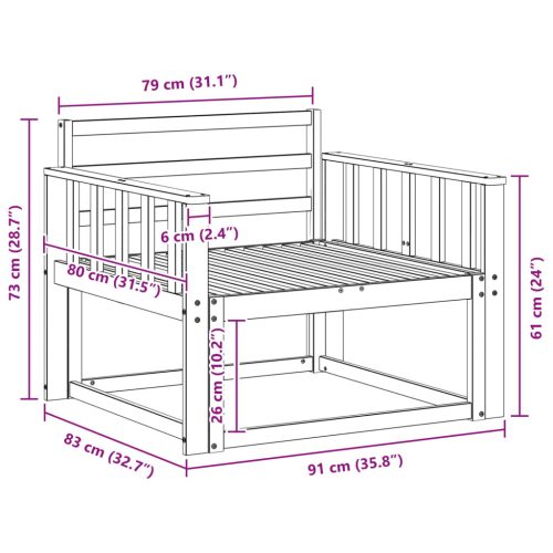  Kültéri középső kanapé Tömör Akácfa Természetes