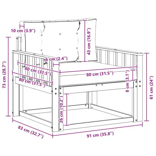  Kültéri középső kanapé Tömör Akácfa Természetes